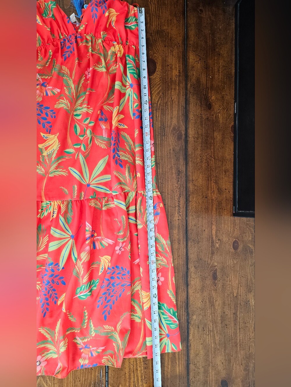 Chelsea & Violet Red Coral Tropical Halter Midi-Maxi Dress Women's Sz 10 - Picture 7 of 8